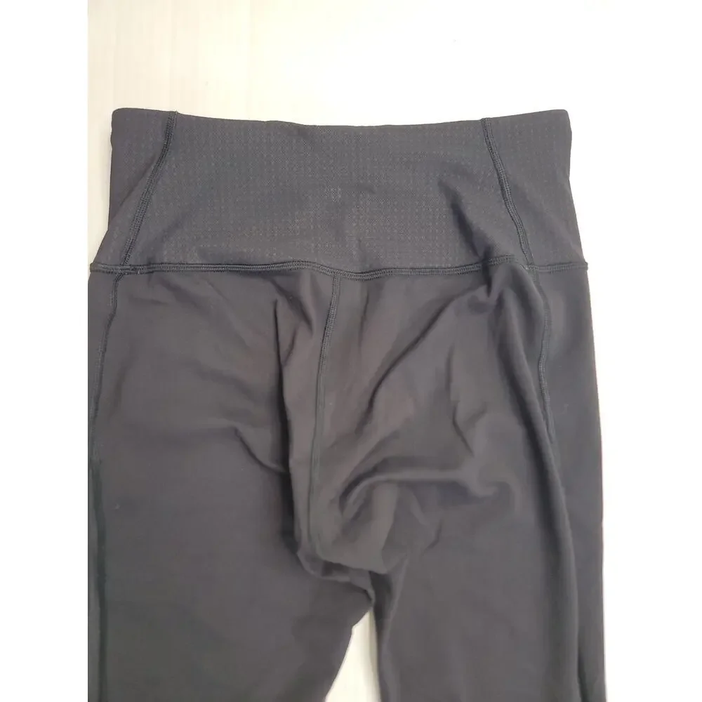 Lululemon Soul Cycle Crop Leggings Sz 8 Black Camo Capri Lace Trim